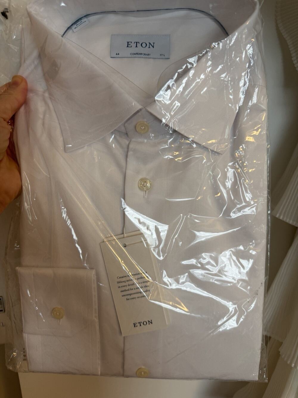 Eton Contemporary Fit Solid Signature Twill Button Down Shirt White 44/17.5 NWT